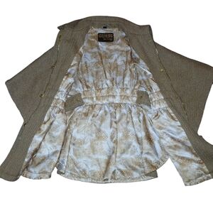 Guess Tan Knit Cardigan with Patterned Lining